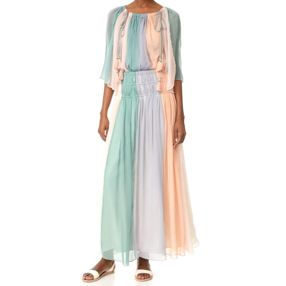 Antik Batik 2 Pc Chiffon Cleo Blouse Skirt Set Boho Minimalist Size 38 Small